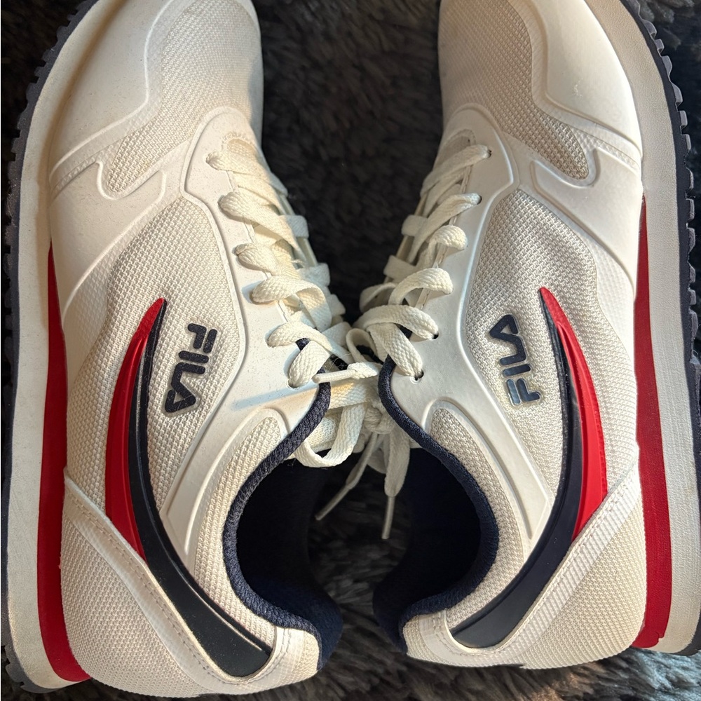 Fila White and Red Athletic Shoes